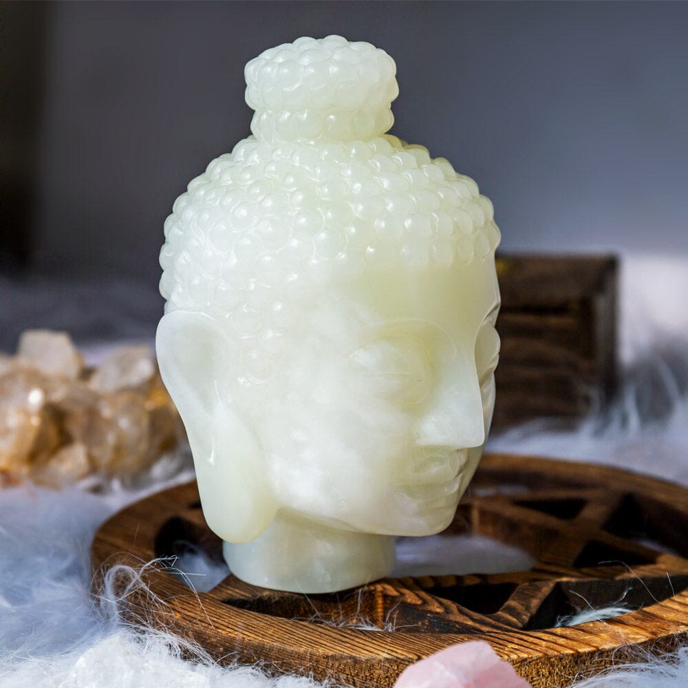 Pistachio Calcite Buddha Head