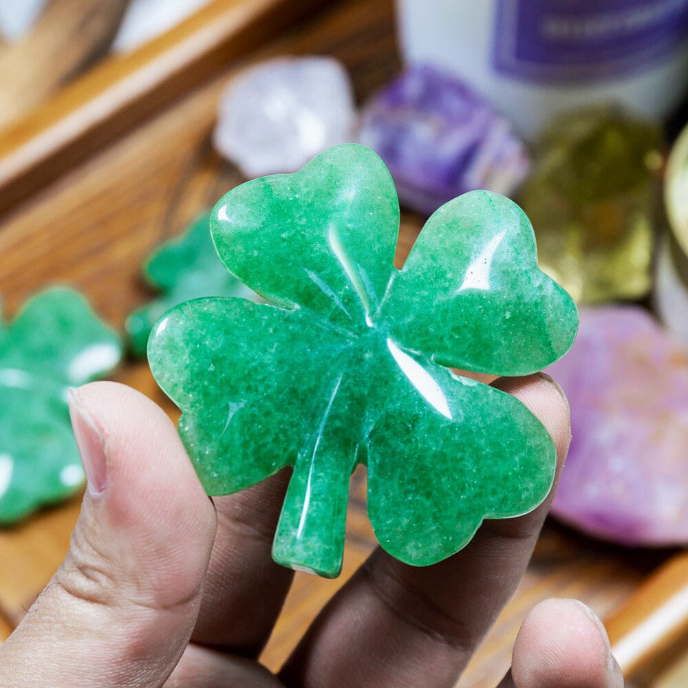 Green Strawberry Quartz Four Leaf Clover