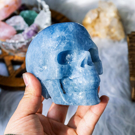 Blue calcite skull
