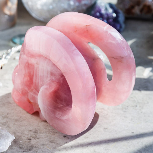Rose Quartz Sheep Skull