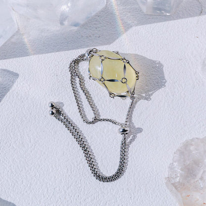 【M】 Flat Chain Natural Crystal Bracelet