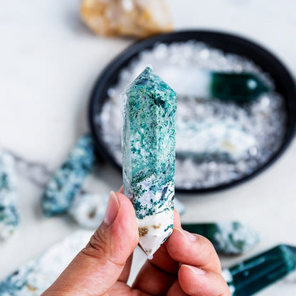 Moss Agate Double Point