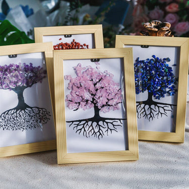 Natural Crystal Tree Decorative Painting, Crystal Gravel Photo Frame, Crystal Gifts, Home Decoration, Reiki Healing, Crystal Crushed Stone Decorative Painting Crystal Picture Frame - Home Decoration Crystal Gift