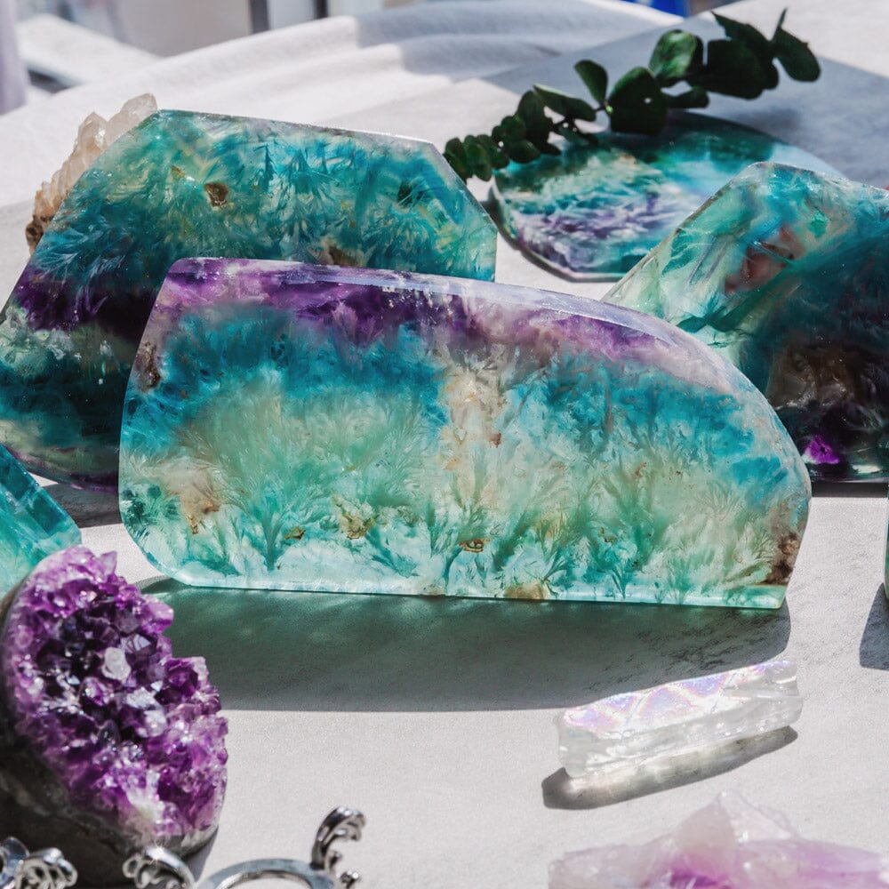 Snowflake Fluorite Slice