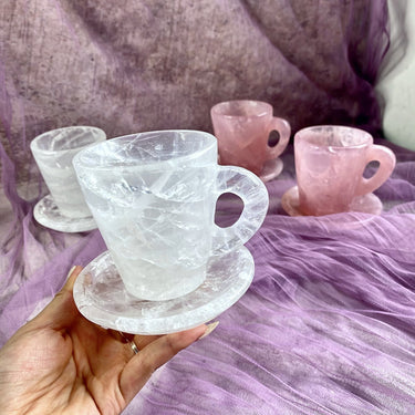 Rose quartz & Clear quartz mug/cup