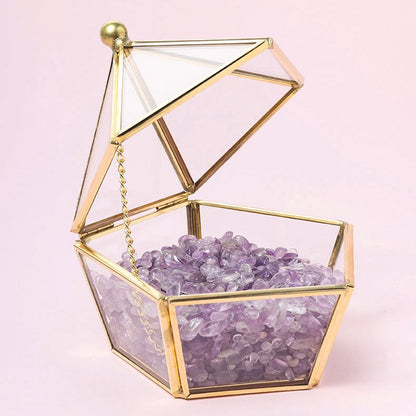 Copper-Edged Glass Demagnetizing Jewelry Box Stone Storage Decorative Piece