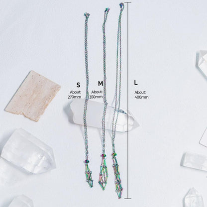 Aura Net Metal Bamboo Necklace Woven Pendant