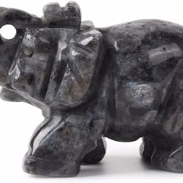 Justinstones Carved Natural Black Obsidian Gemstone Elephant Healing Guardian Statue Figurine Crafts 2 inch