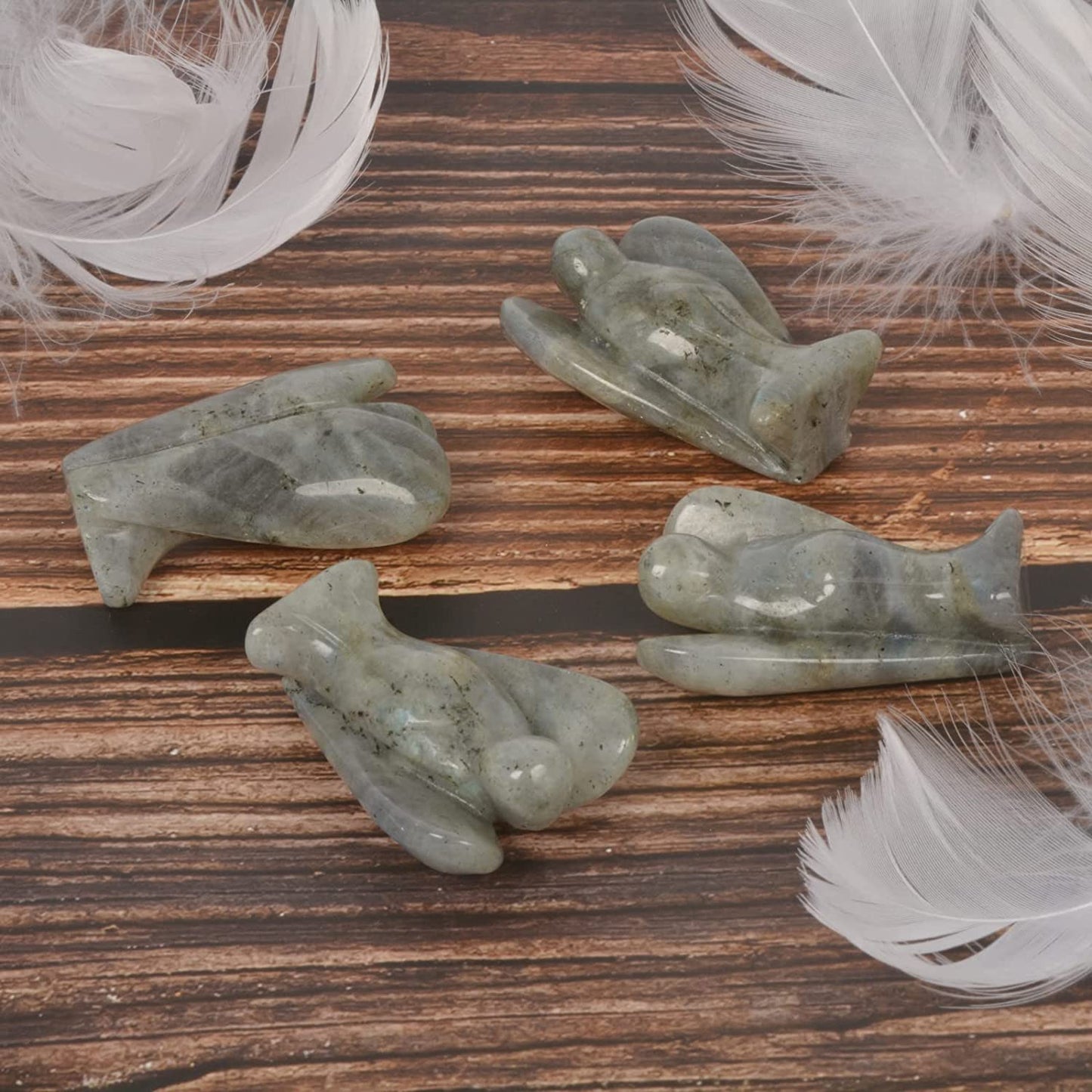 Justinstones Carved Black Obsidian Gemstone Peace Angel Pocket Guardian Angel Healing Statue 2 inch
