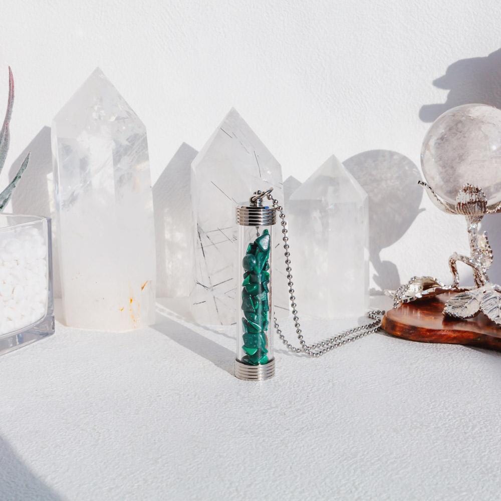 【Zodiac】Natural Crystal Chips Wishing Bottle Necklace