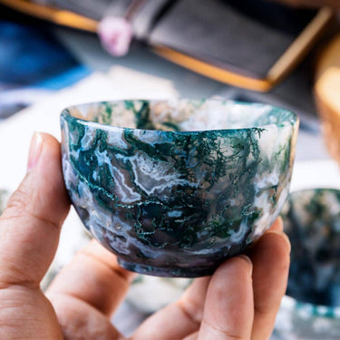 Moss agate small cup