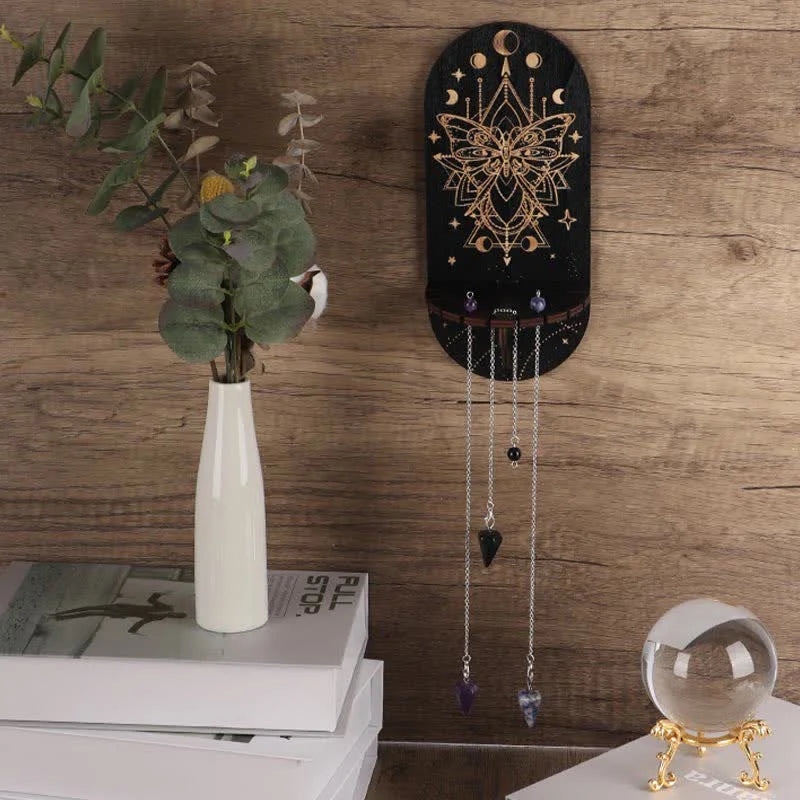 Small Black Delicate Gemstone Wooden Crystal Shelf
