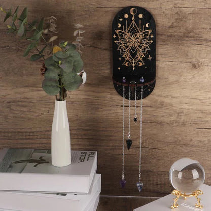 Small Black Delicate Gemstone Wooden Crystal Shelf