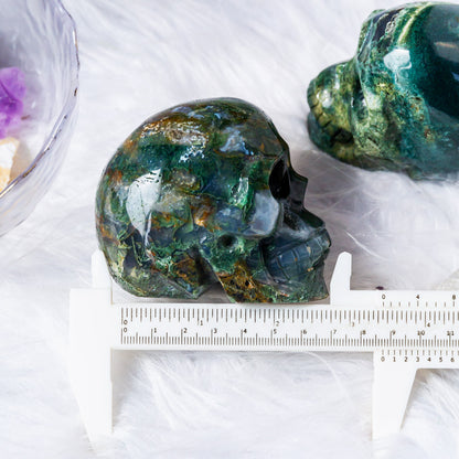 Moss Agate Skull