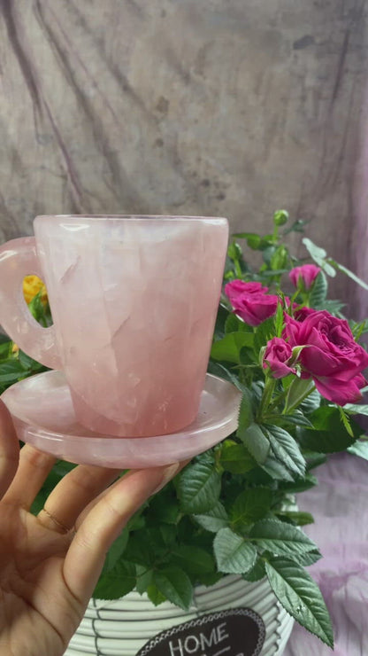 Rose quartz & Clear quartz mug/cup